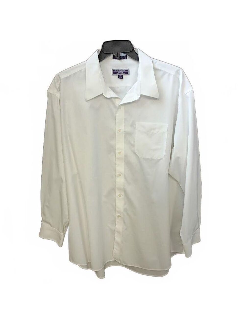 Roberto Villini Men's White Non-Iron Dress Shirt Size 18.5 34-35